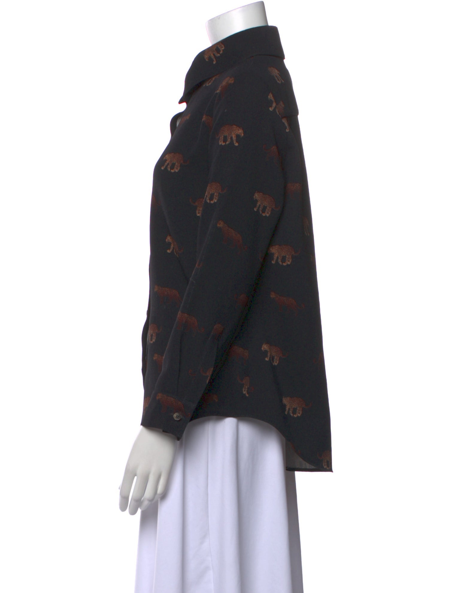 Nanushka Printed Long Sleeve Button-Up Top