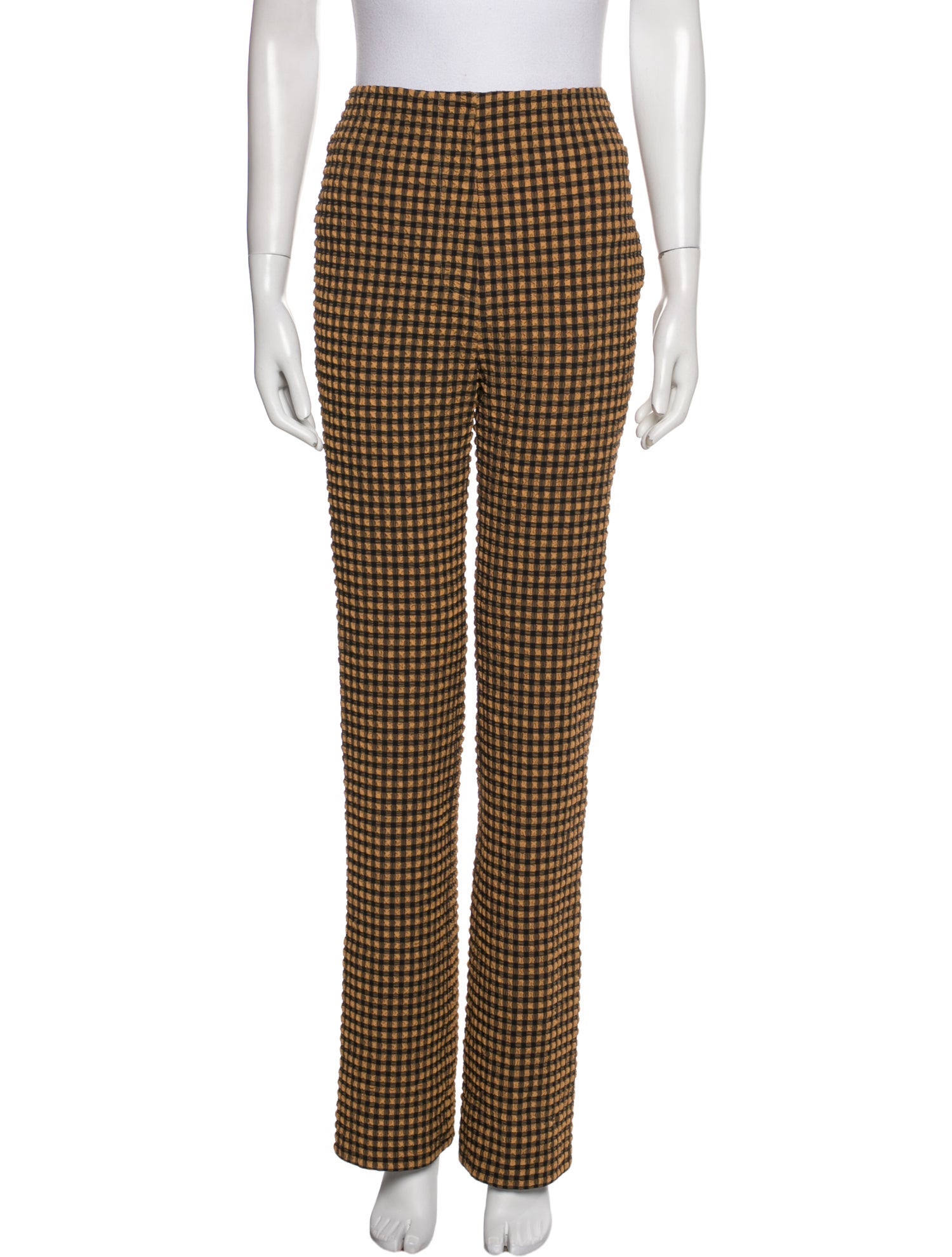 Nanushka Plaid Print Wide Leg Pants