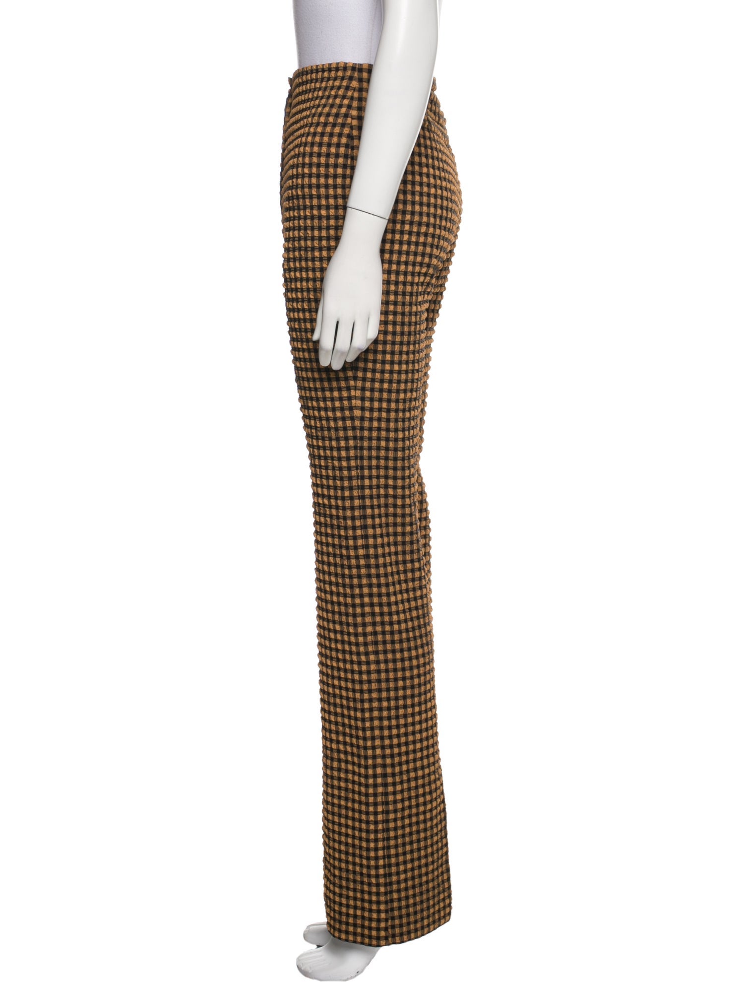 Nanushka Plaid Print Wide Leg Pants