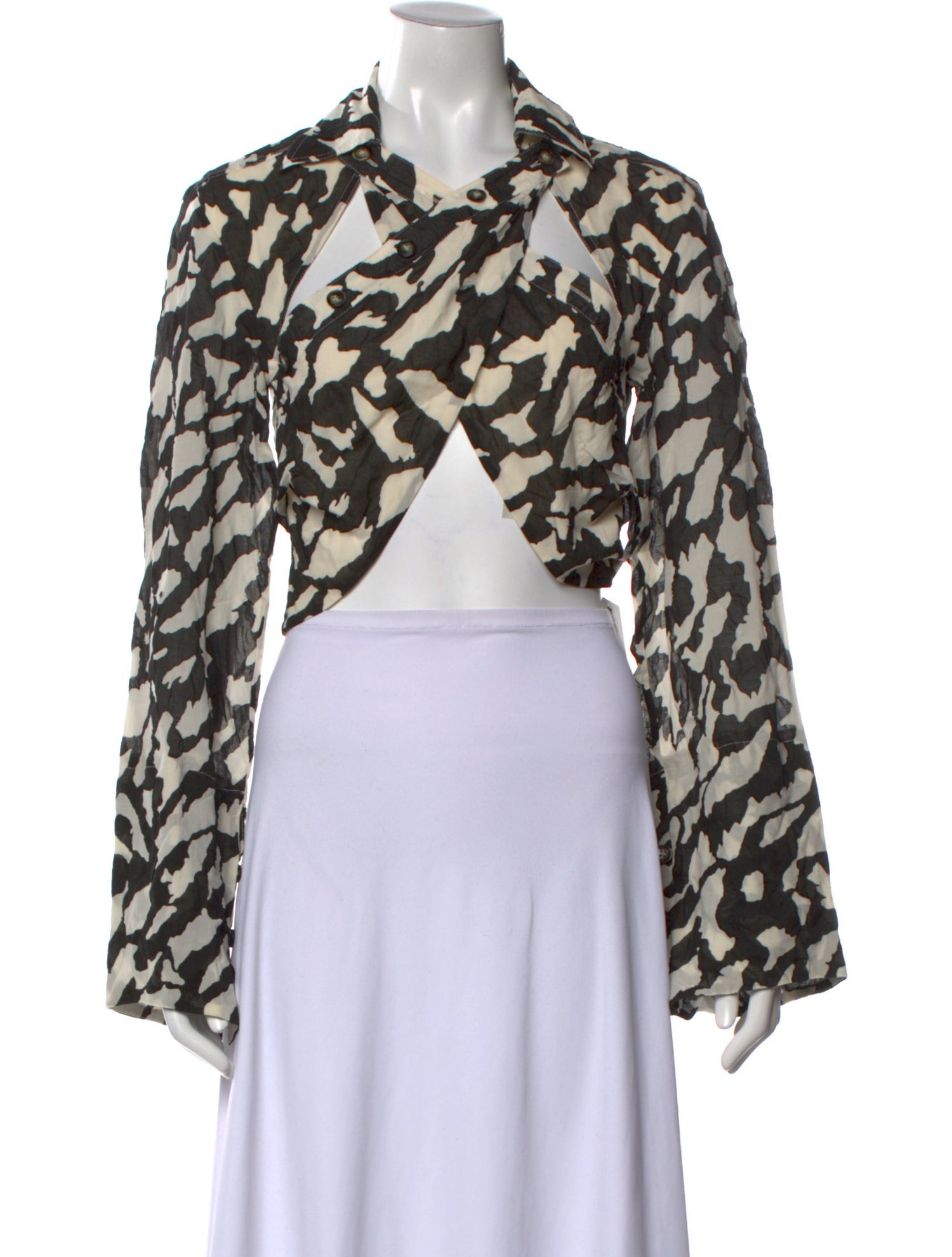 Nanushka Animal Print V-Neck Crop Top