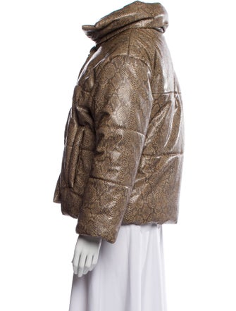 Nanushka Faux Leather Animal Print Faux Fur Jacket