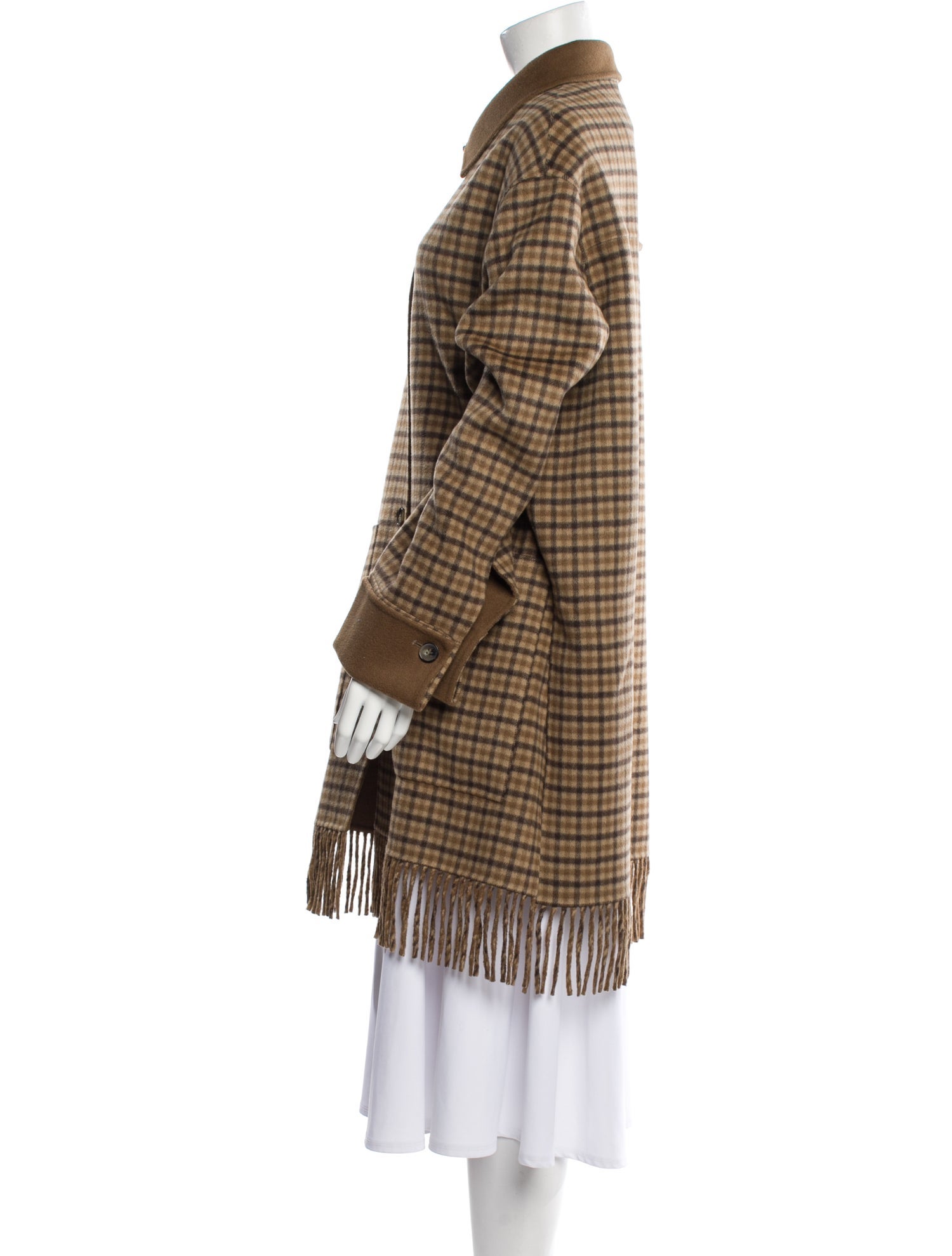 Nanushka Wool Plaid Print Coat