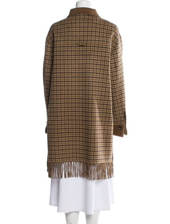 Nanushka Wool Plaid Print Coat