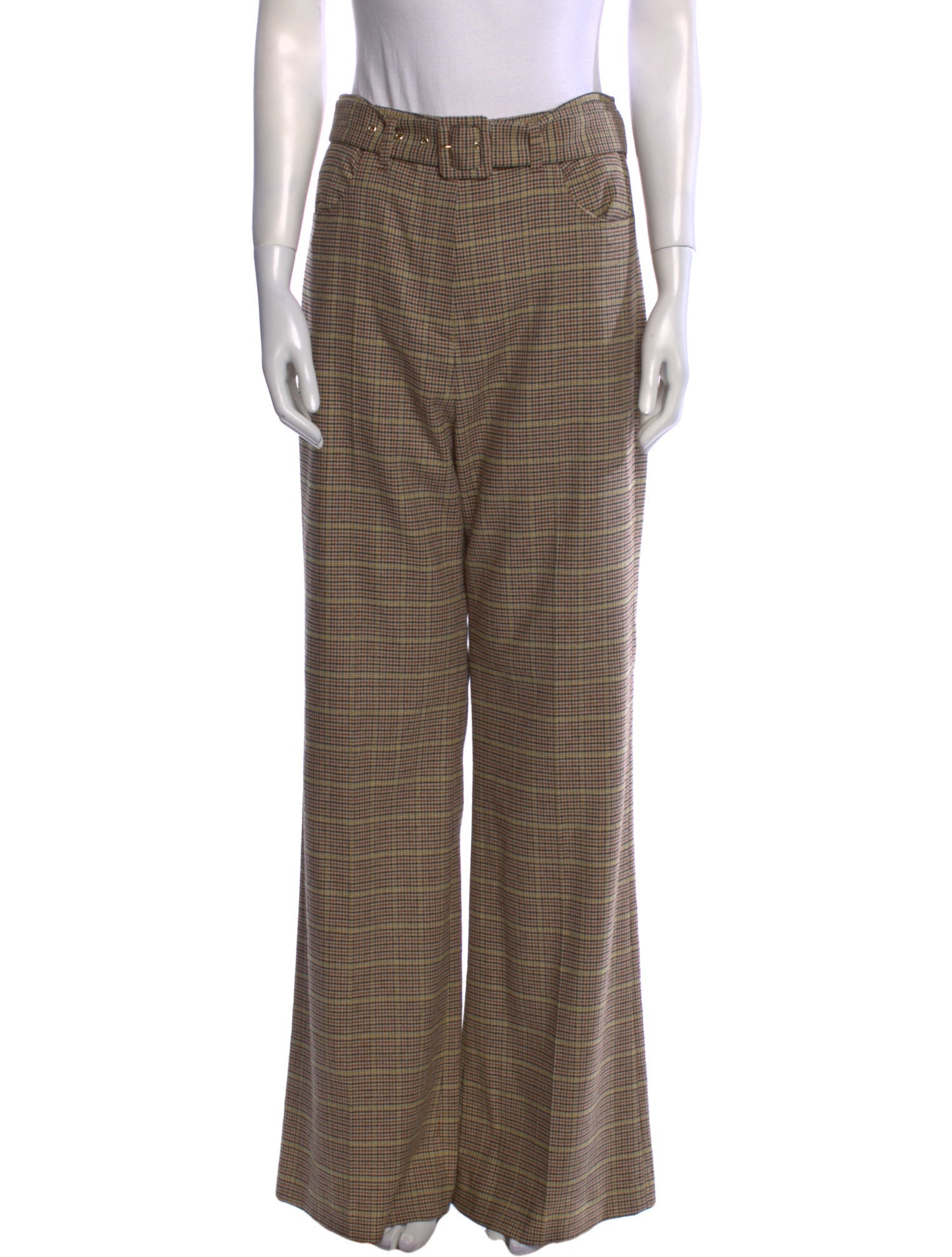 Nanushka Plaid Print Wide Leg Pants