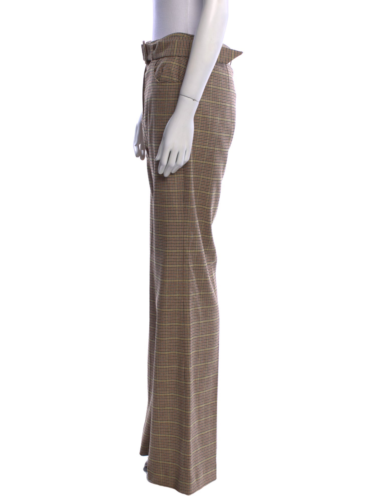 Nanushka Plaid Print Wide Leg Pants