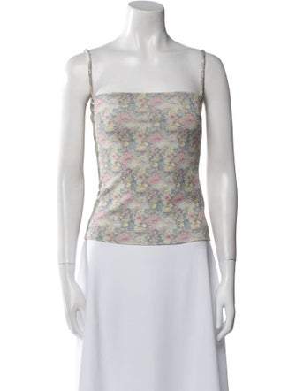 Nanushka Floral Print Square Neckline Crop Top
