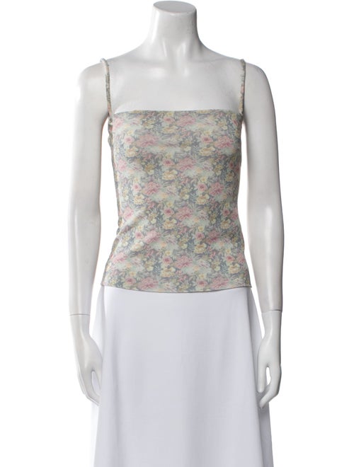 Nanushka Floral Print Square Neckline Crop Top