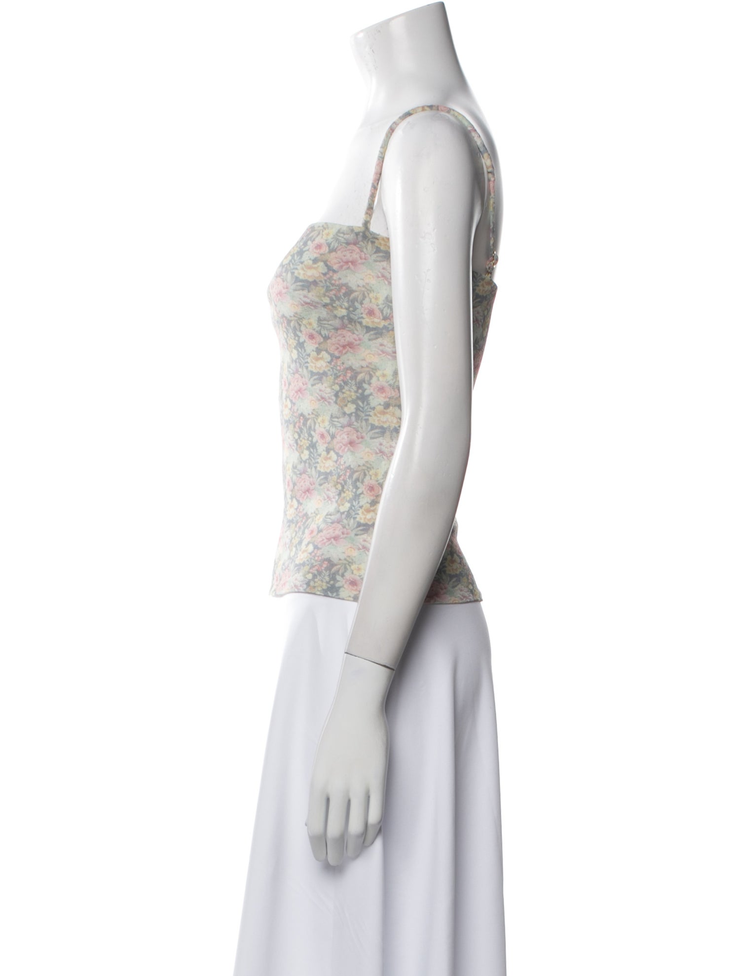 Nanushka Floral Print Square Neckline Crop Top