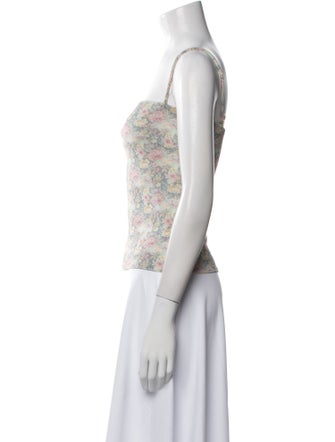 Nanushka Floral Print Square Neckline Crop Top