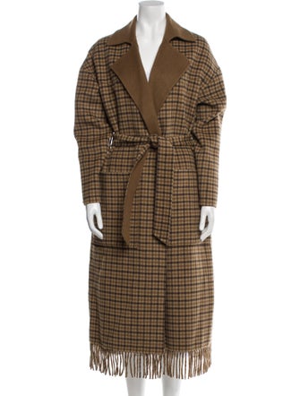 Nanushka Wool Plaid Print Trench Coat