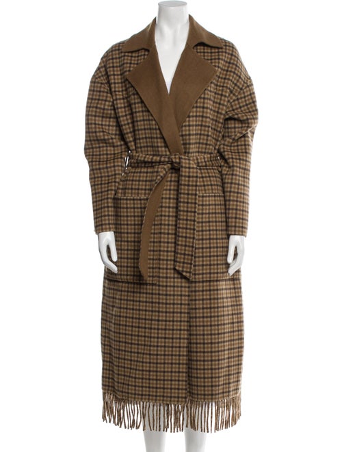Nanushka Wool Plaid Print Trench Coat