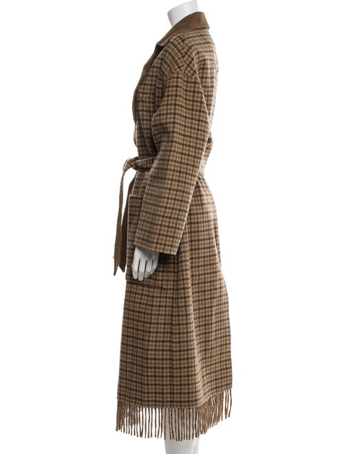 Nanushka Wool Plaid Print Trench Coat