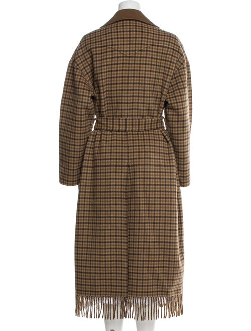 Nanushka Wool Plaid Print Trench Coat