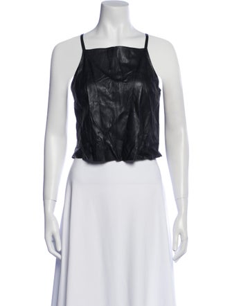 Nanushka Faux Leather Square Neckline Crop Top