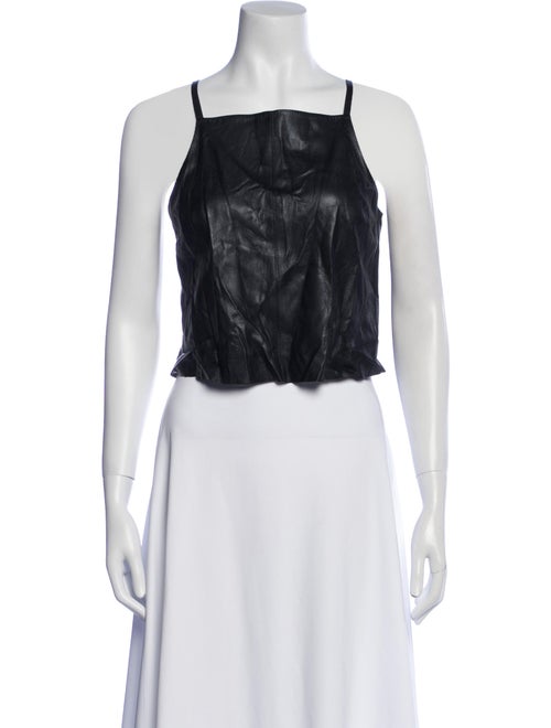 Nanushka Faux Leather Square Neckline Crop Top