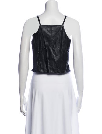 Nanushka Faux Leather Square Neckline Crop Top
