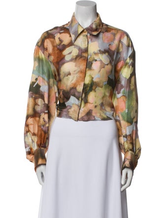 Nanushka Silk Floral Print Crop Top