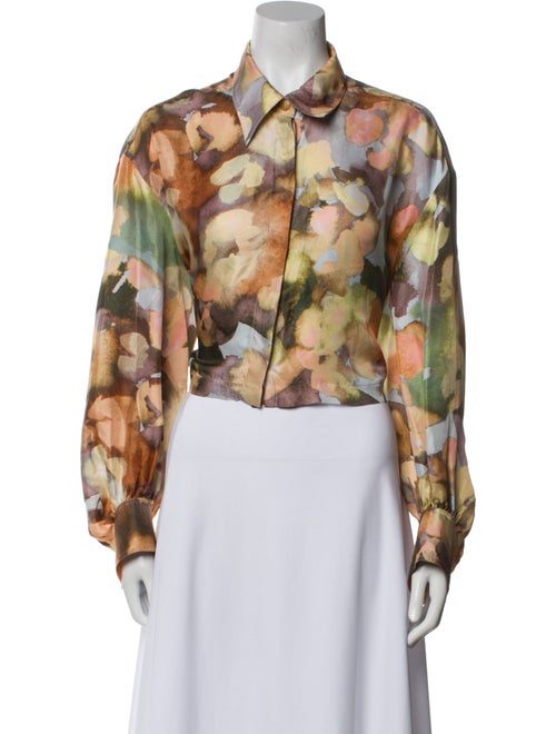 Nanushka Silk Floral Print Crop Top