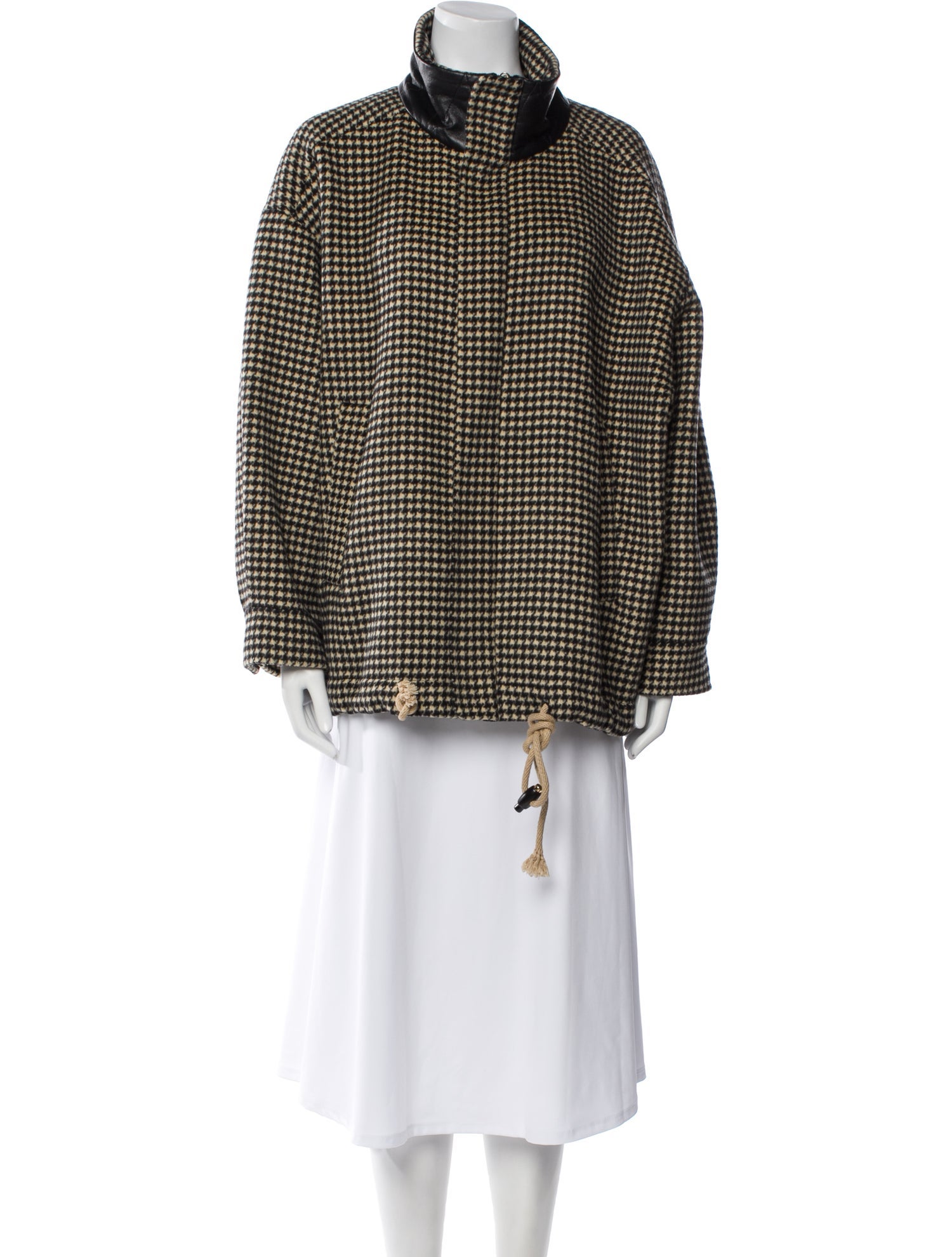 Nanushka Wool Houndstooth Print Coat