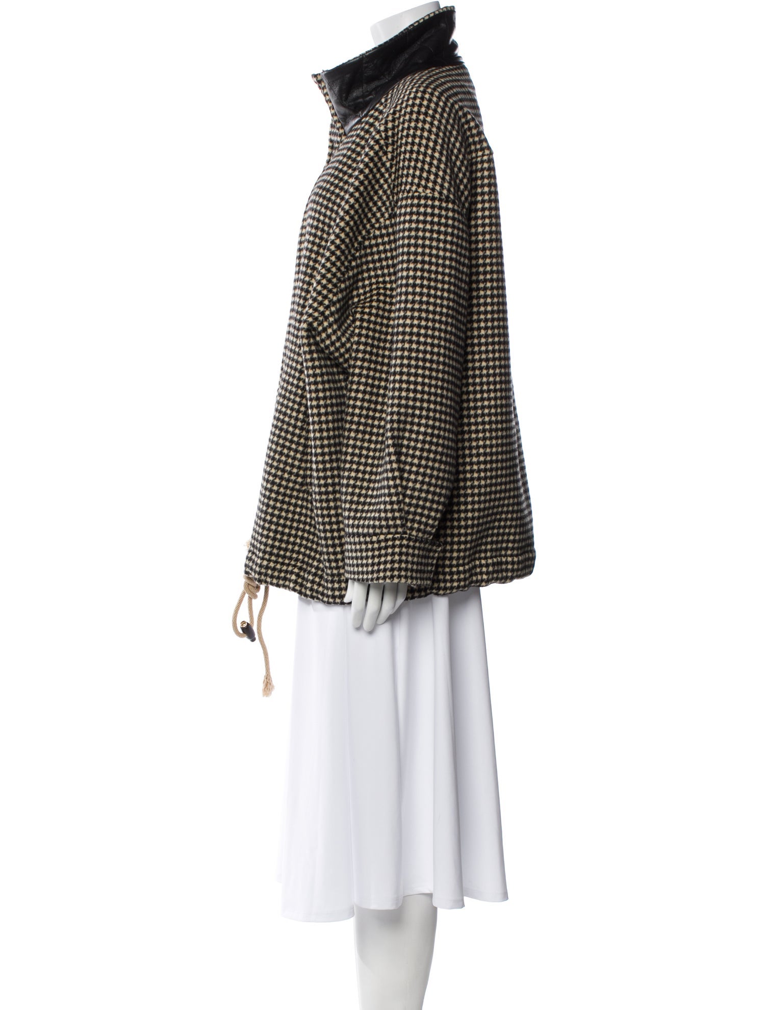 Nanushka Wool Houndstooth Print Coat