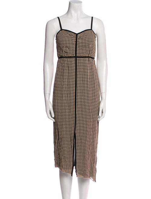 Nanushka Plaid Print Midi Length Dress