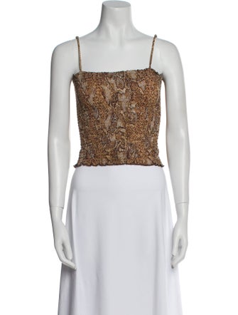 Nanushka Printed Square Neckline Crop Top