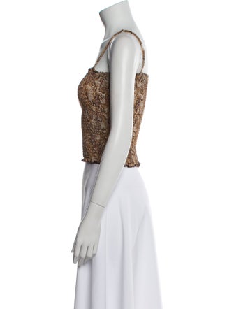 Nanushka Printed Square Neckline Crop Top