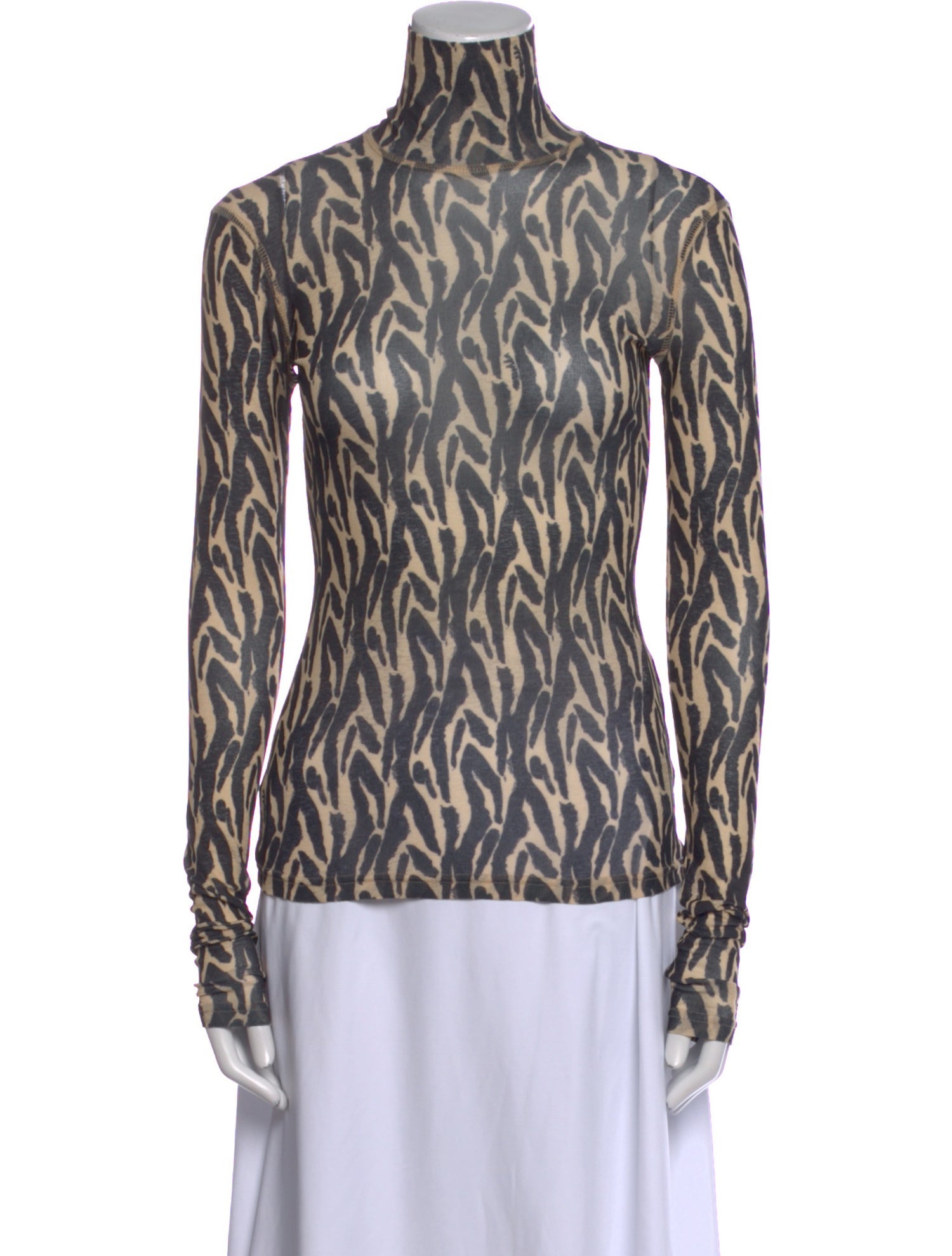 Nanushka Animal Print Turtleneck Top