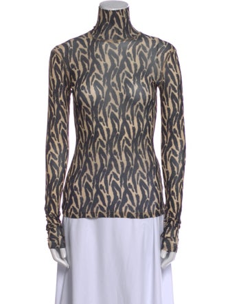 Nanushka Animal Print Turtleneck Top