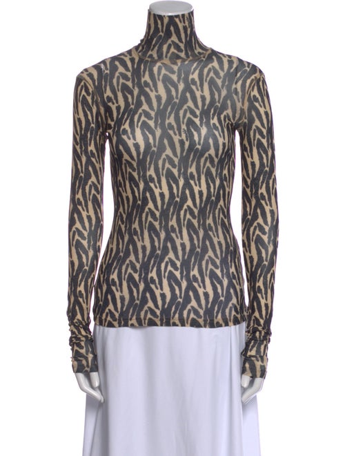 Nanushka Animal Print Turtleneck Top