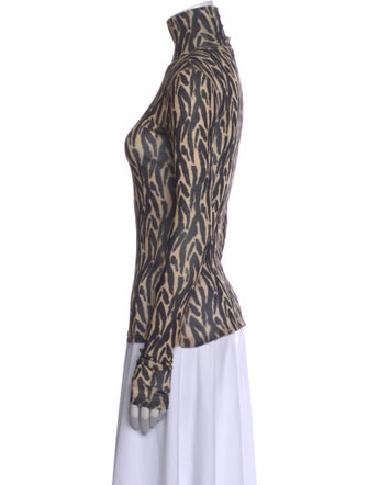 Nanushka Animal Print Turtleneck Top