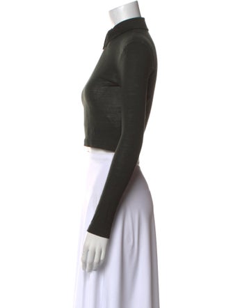 Nanushka Wool Long Sleeve Crop Top