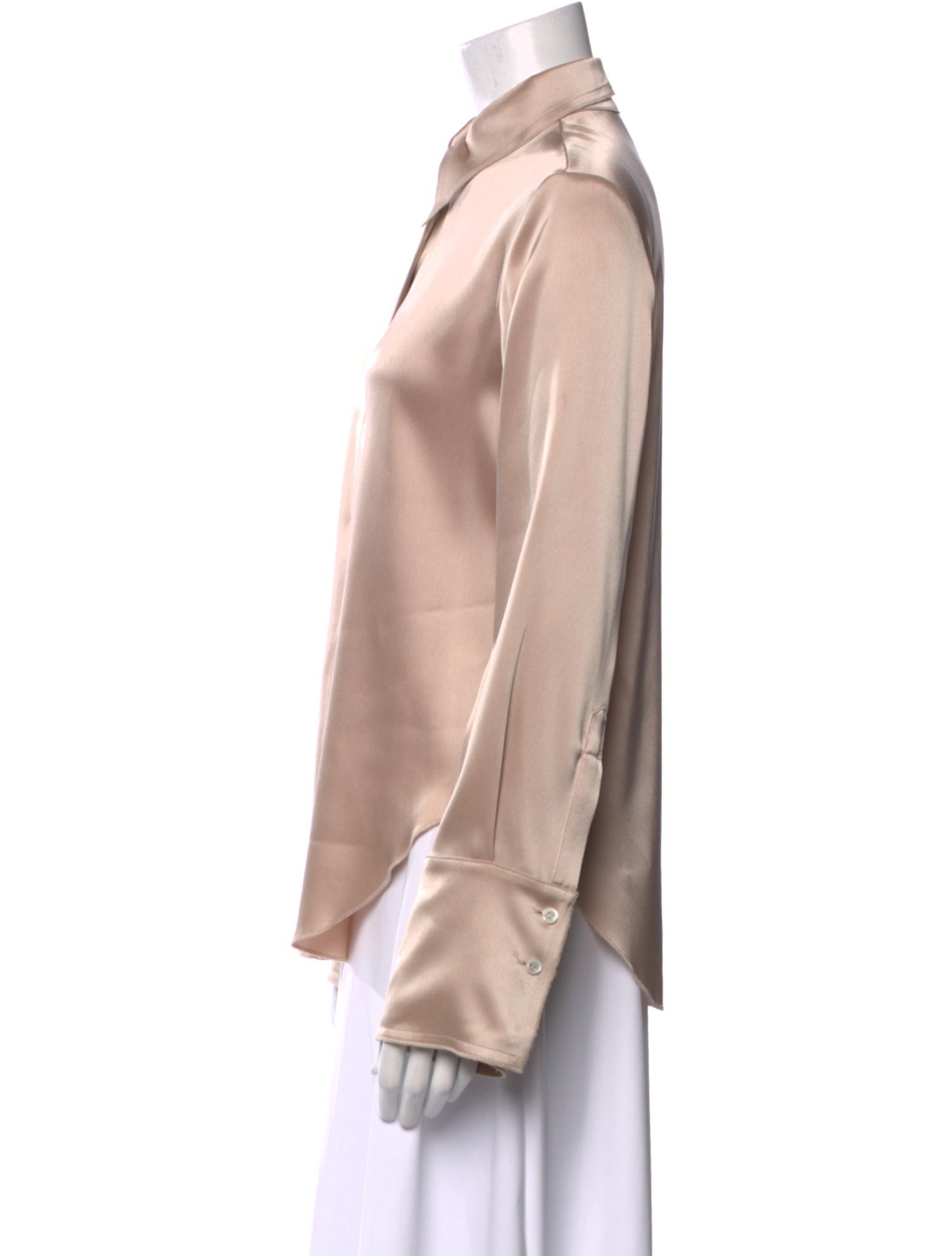 Nanushka Satin Long Sleeve Button-Up Top
