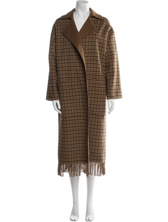 Nanushka Wool Plaid Print Peacoat