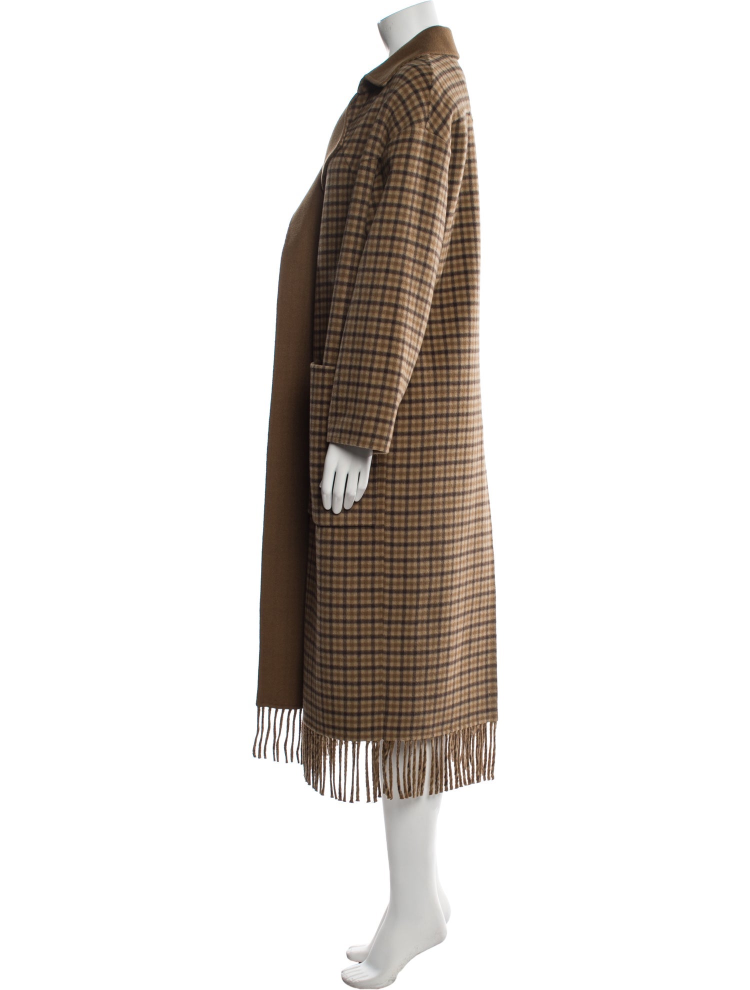Nanushka Wool Plaid Print Peacoat