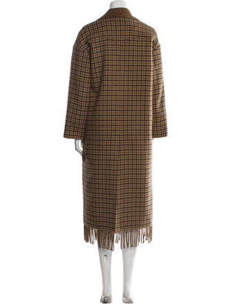 Nanushka Wool Plaid Print Peacoat