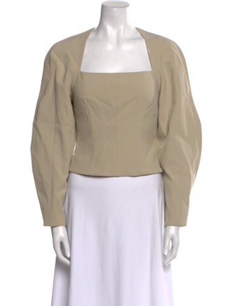 Nanushka Square Neckline Long Sleeve Crop Top