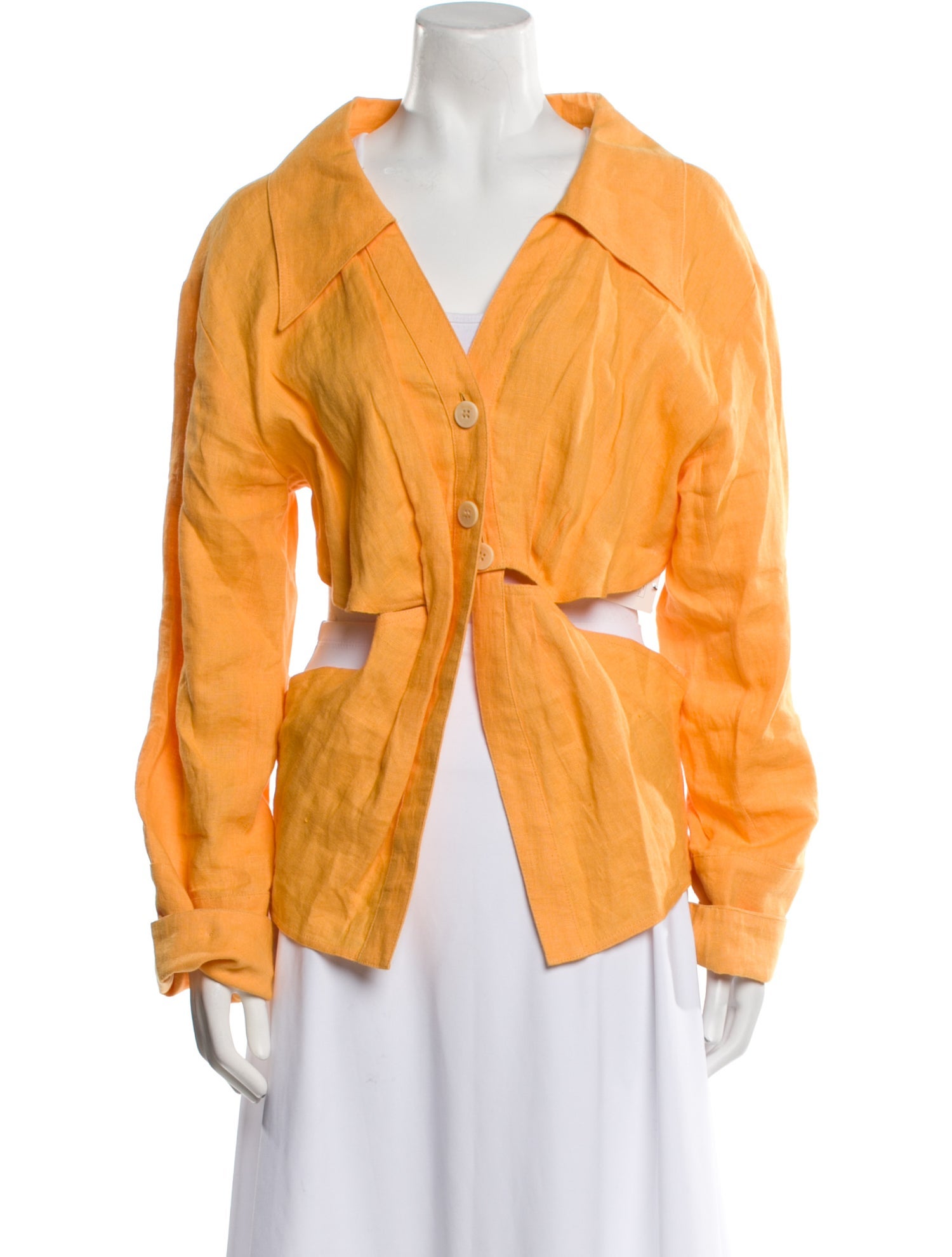 Nanushka Linen V-Neck Button-Up Top