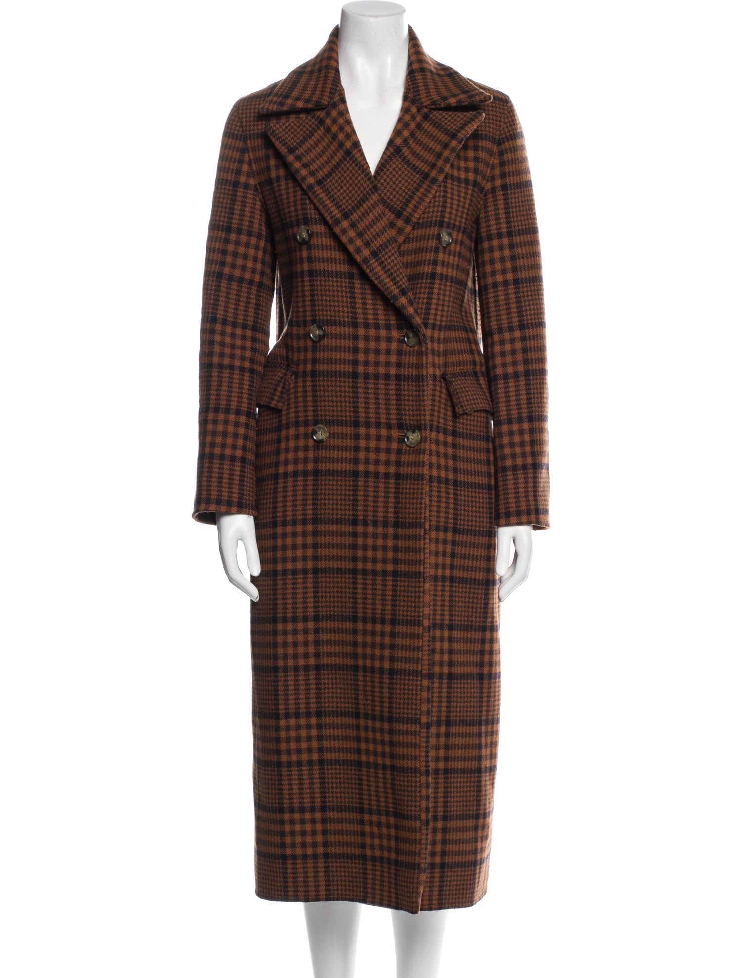 Nanushka Wool Plaid Print Coat