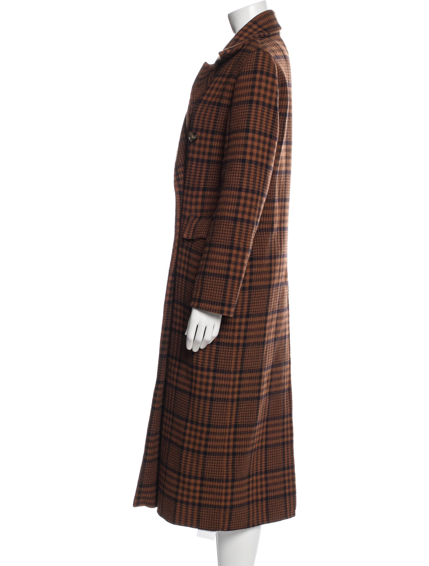 Nanushka Wool Plaid Print Coat