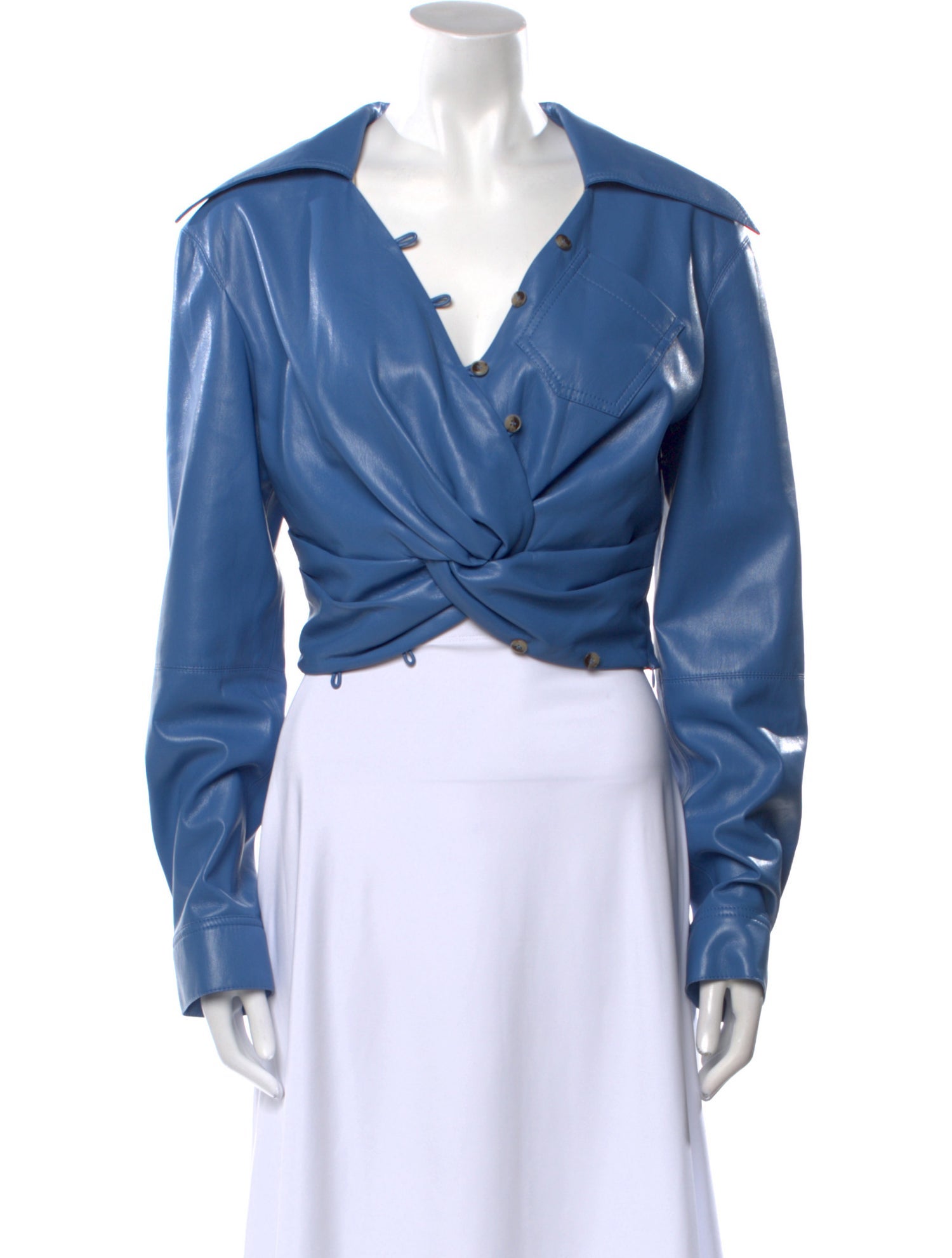 Nanushka Faux Leather V-Neck Crop Top