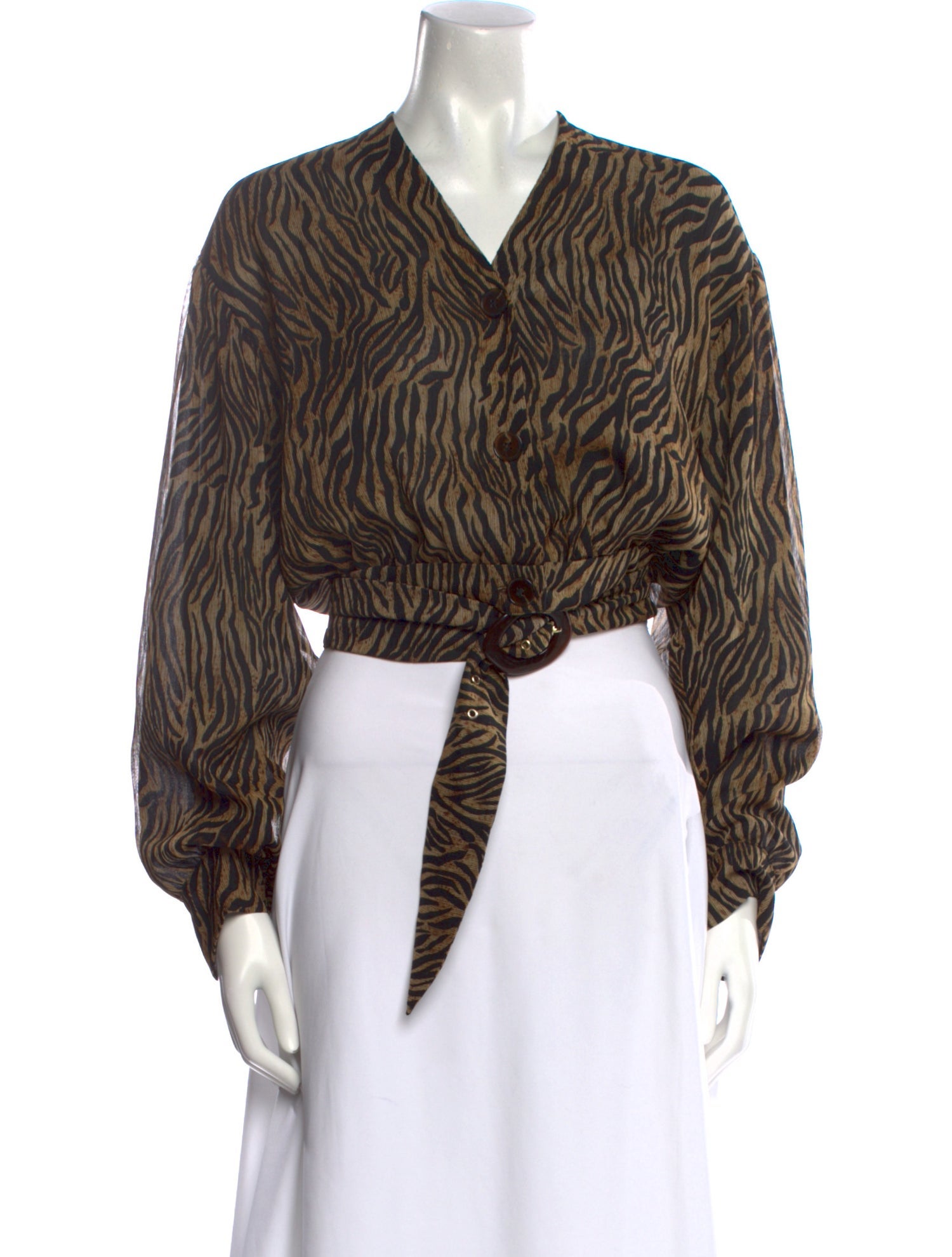 Nanushka Animal Print V-Neck Crop Top