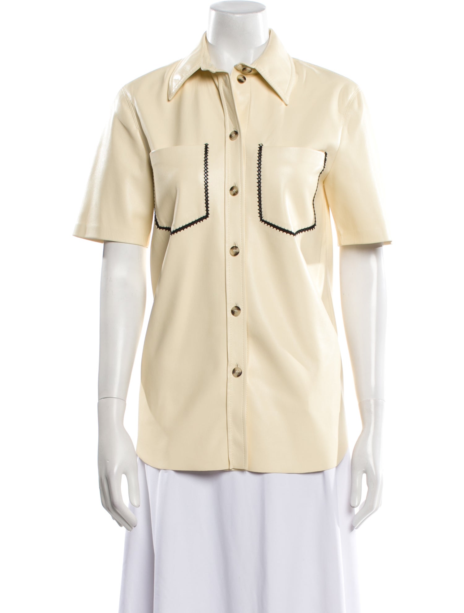 Nanushka Short Sleeve Button-Up Top