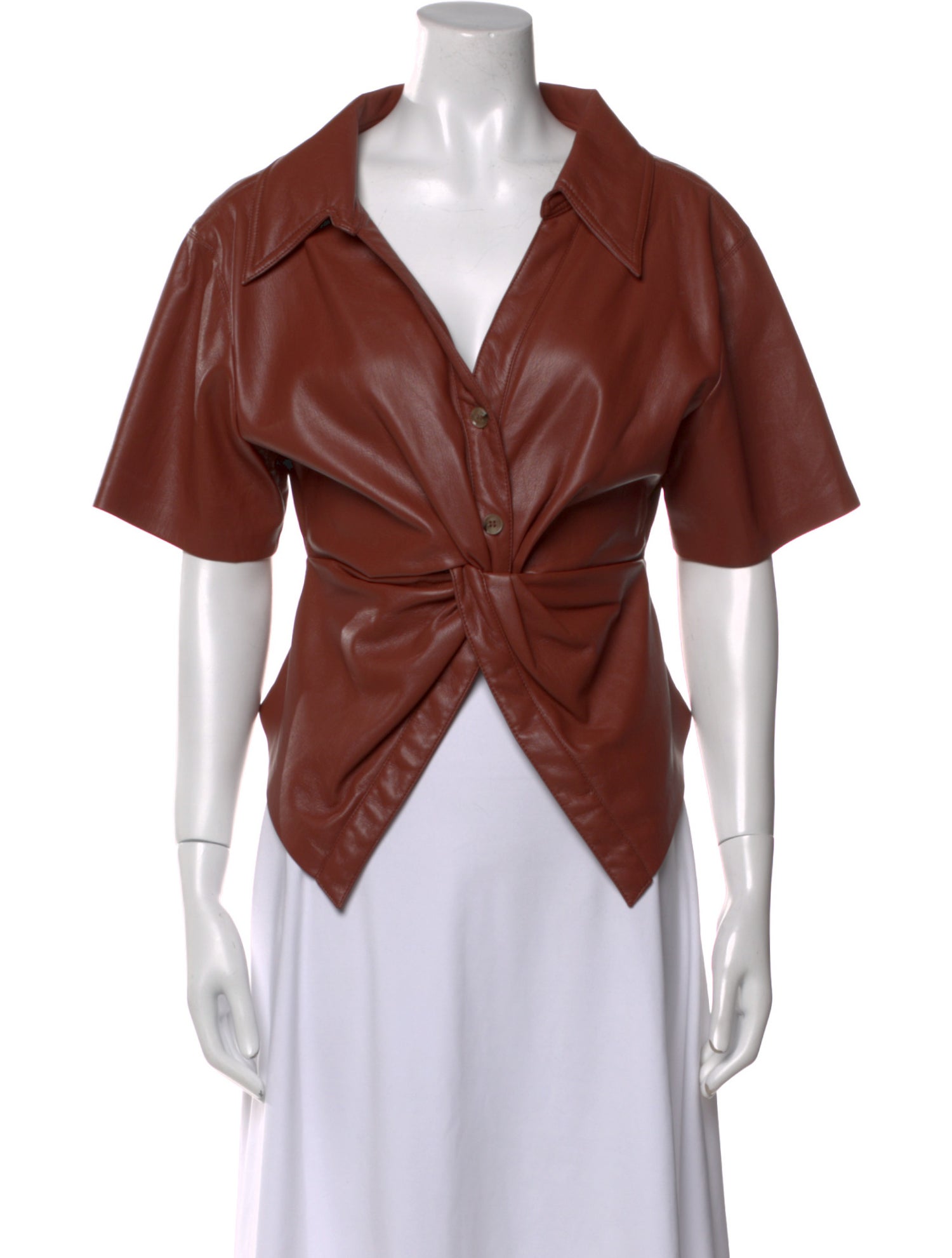 Nanushka Faux Leather V-Neck Crop Top