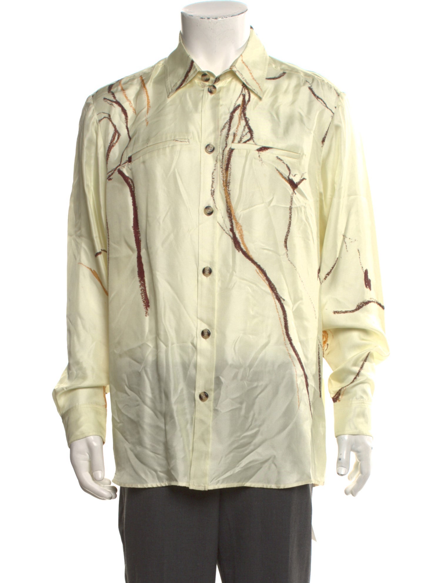 Nanushka Silk Graphic Print Dress Shirt