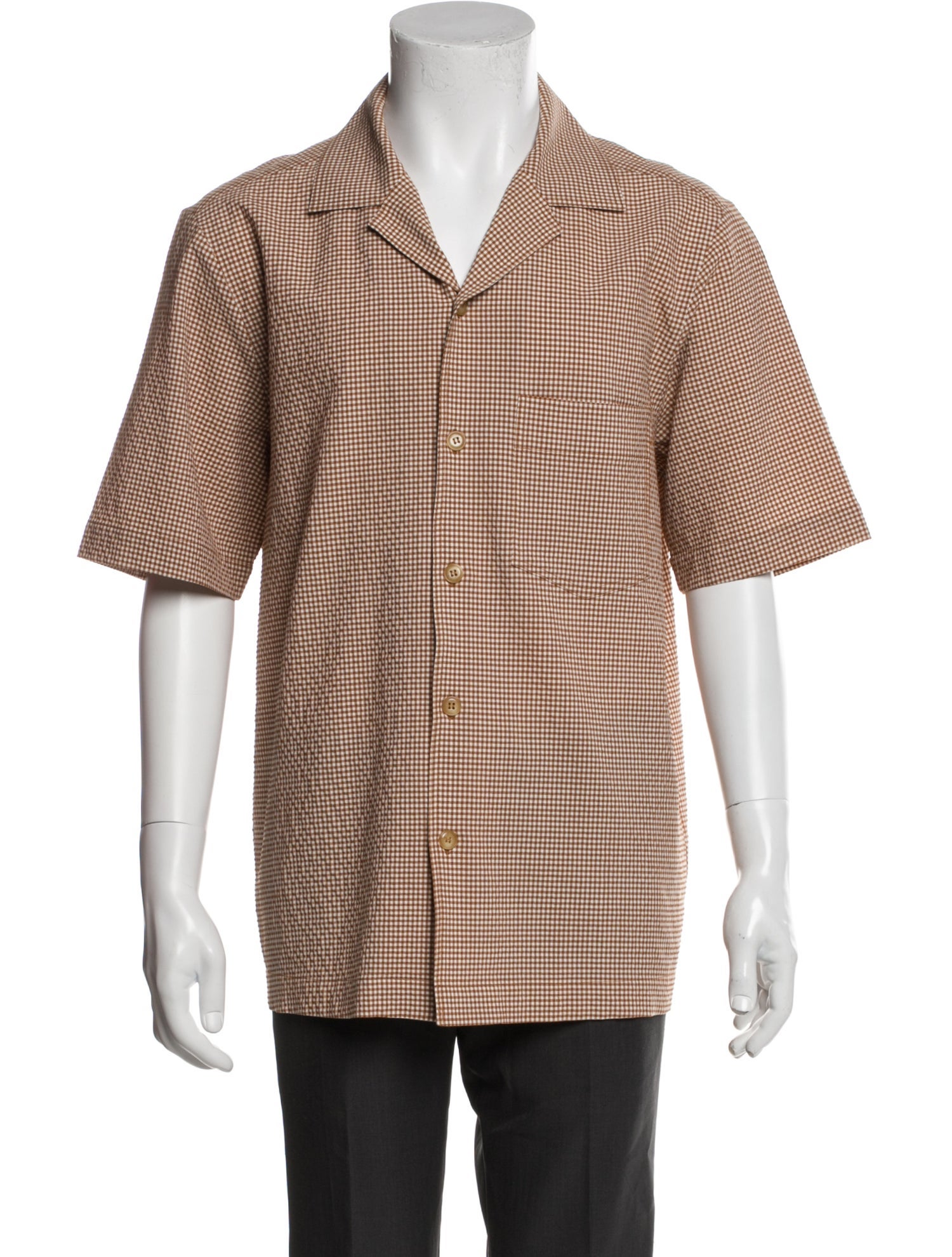 Nanushka Plaid Print Short Sleeve Shirt