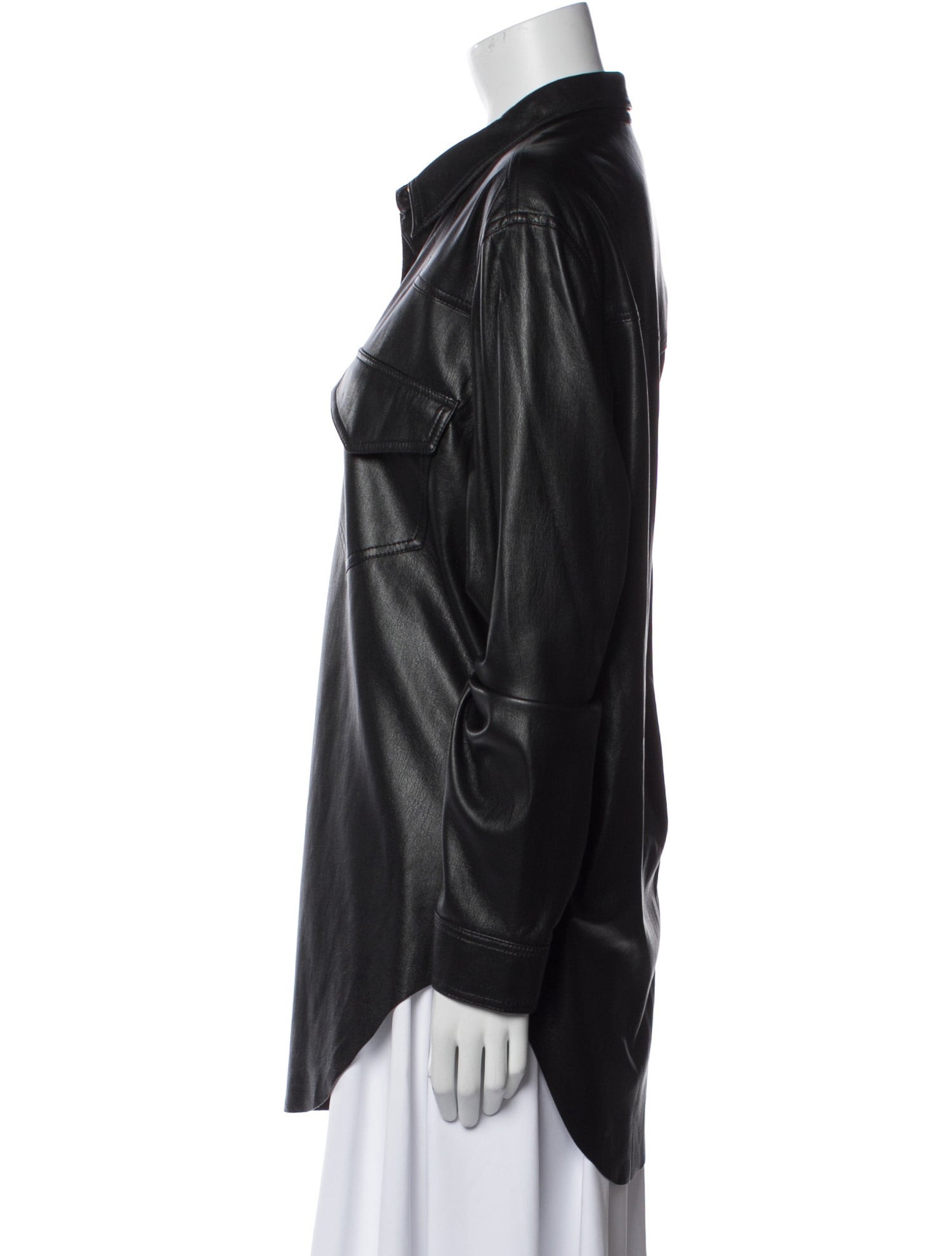 Nanushka Faux Leather Long Sleeve Button-Up Top