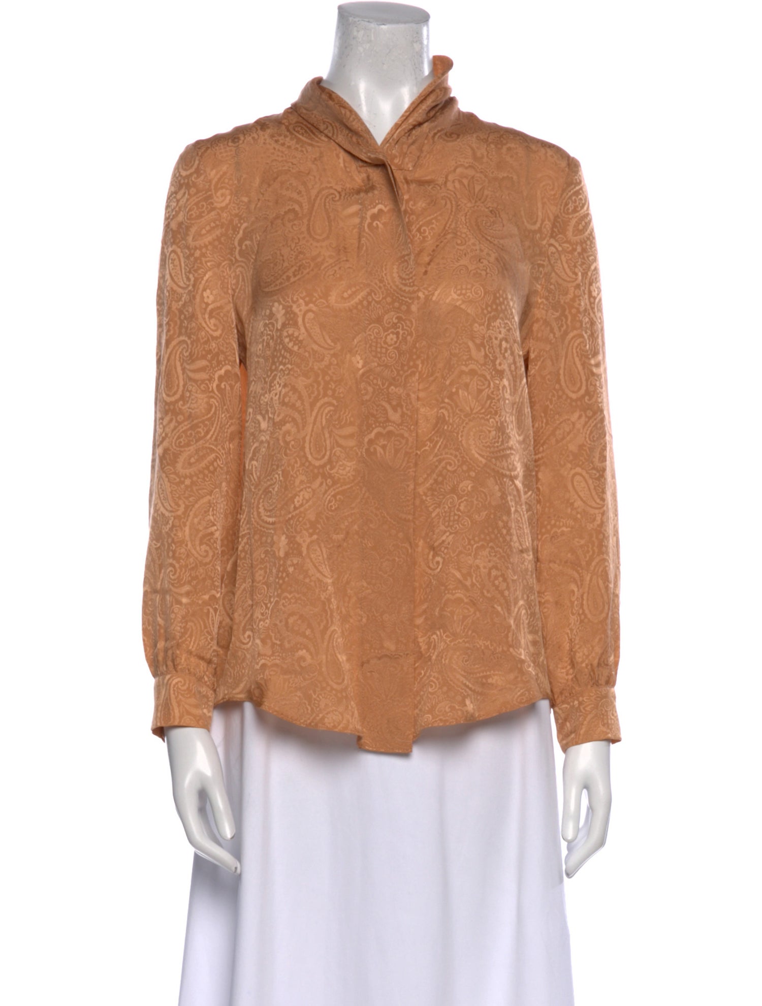 Nanushka Mock Neck Long Sleeve Button-Up Top