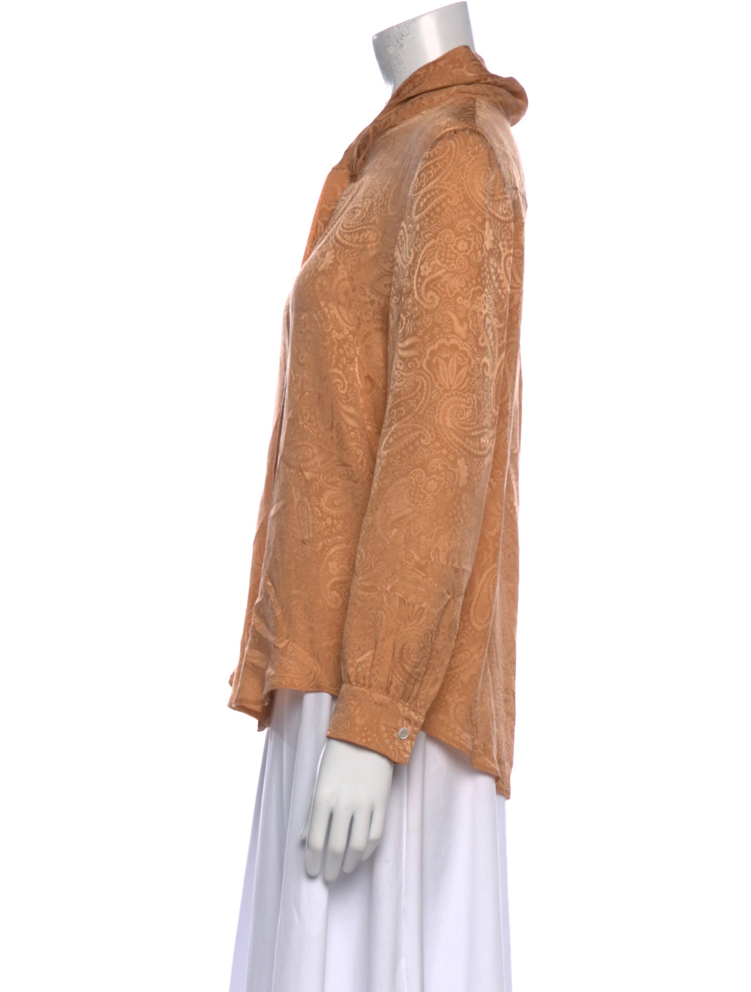 Nanushka Mock Neck Long Sleeve Button-Up Top