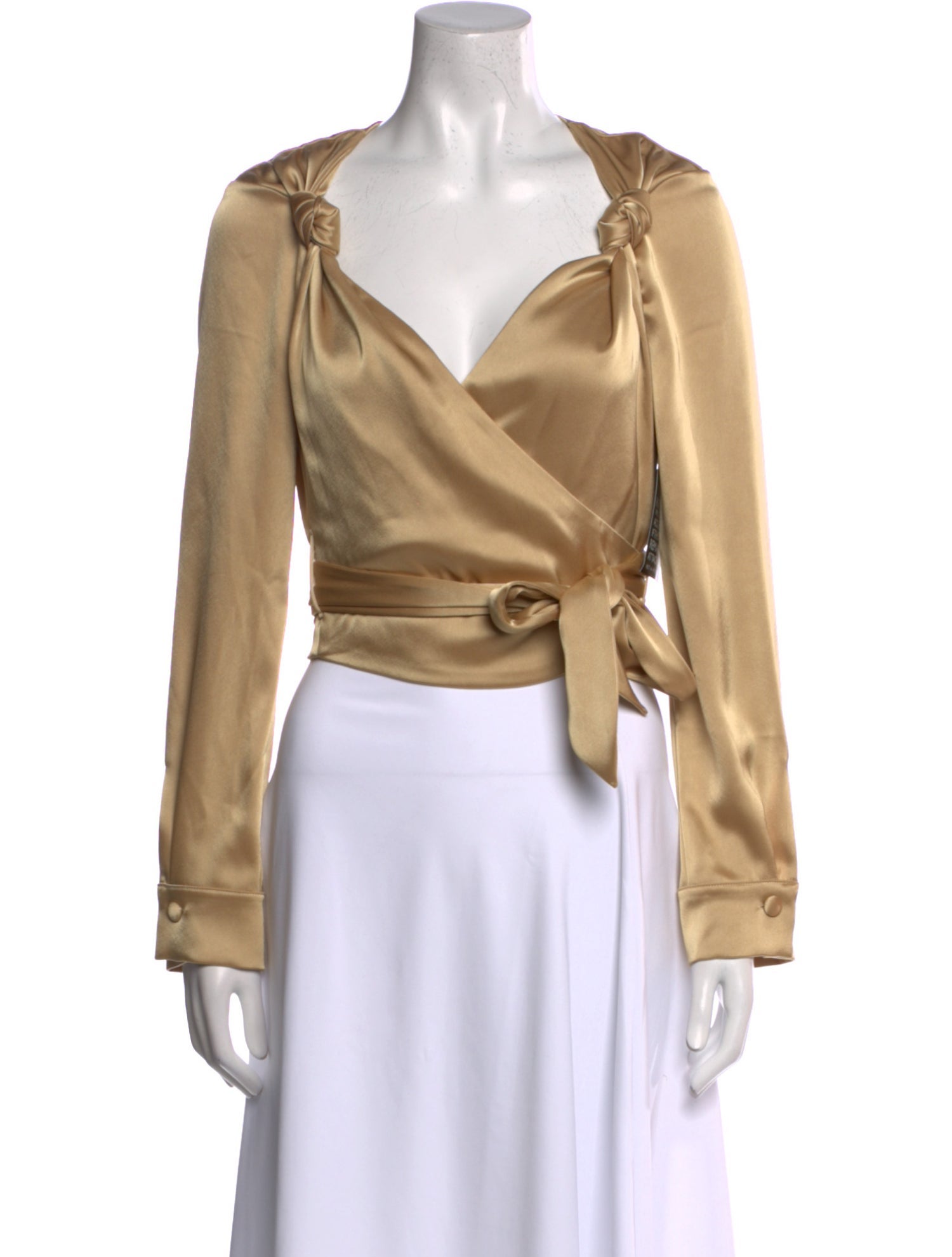 Nanushka V-Neck Long Sleeve Crop Top